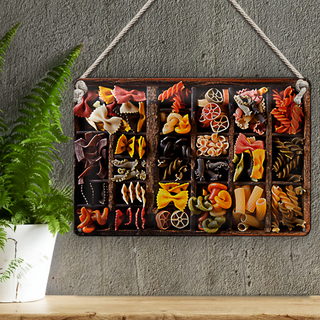 Blechschild Essen 30x20cm Nudeln Nudelarten Pasta