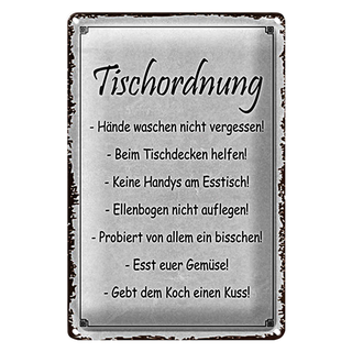 Blechschild Spruch 20x30cm Tischordnung Hände waschen