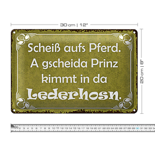 Blechschild Spruch 30x20cm scheiß aufs Pferd Prinz kimmt