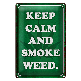 Blechschild Spruch 20x30cm Keep Calm and smoke weed