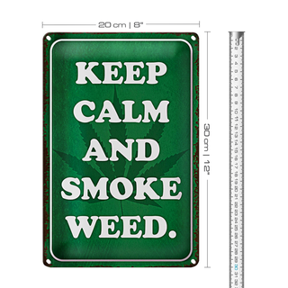 Blechschild Spruch 20x30cm Keep Calm and smoke weed