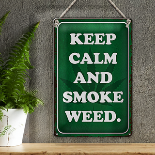 Blechschild Spruch 20x30cm Keep Calm and smoke weed
