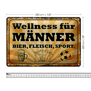 Blechschild Spruch 30x20cm Wellness Männer Bier Fleisch