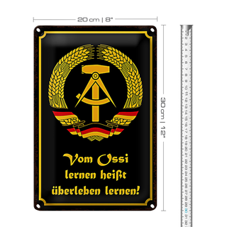 Blechschild Spruch 20x30cm Ossi lernen heißt überleben
