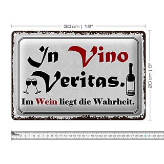 Blechschild Spruch 30x20cm in Vino Veritas Wein Wahrheit