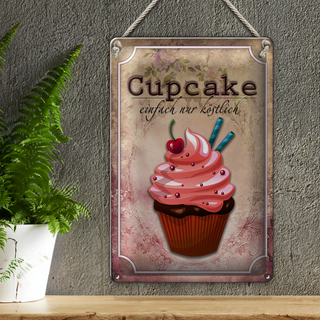 Blechschild Spruch 20x30cm Cupcake einfach nur köstlich