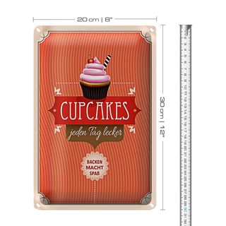 Blechschild Spruch 20x30cm Cupcakes jeden Tag lecker