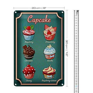 Blechschild Essen 20x30cm Cupcake Raspberry Chocolate