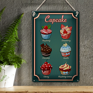 Blechschild Essen 20x30cm Cupcake Raspberry Chocolate