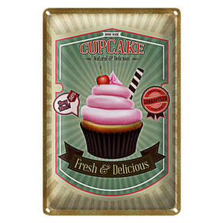 Blechschild Essen 20x30cm Cupcake natural fresh Delicious