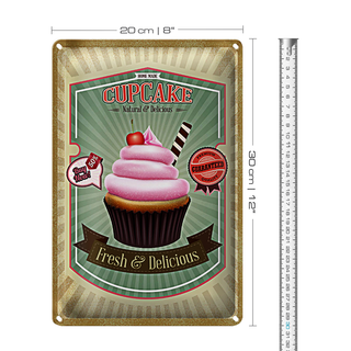 Blechschild Essen 20x30cm Cupcake natural fresh Delicious