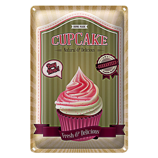Blechschild Essen 20x30cm Cupcake natural Delicious home