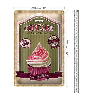 Blechschild Essen 20x30cm Cupcake natural Delicious home