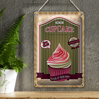 Blechschild Essen 20x30cm Cupcake natural Delicious home