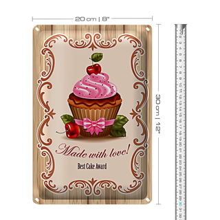 Blechschild Essen 20x30cm best Cupcake award with Love