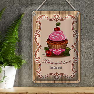 Blechschild Essen 20x30cm best Cupcake award with Love