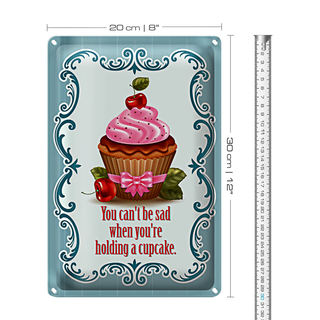Blechschild Essen 20x30cm Cupcake you can´t be sad when