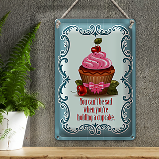 Blechschild Essen 20x30cm Cupcake you can´t be sad when