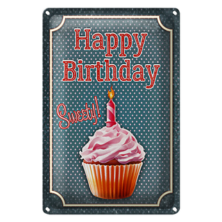 Blechschild Spruch 20x30cm Happy Birthday sweety! Kerze