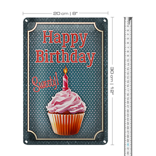 Blechschild Spruch 20x30cm Happy Birthday sweety! Kerze