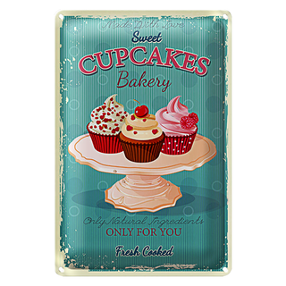 Blechschild Cupcakes 20x30cm made with love sweet bakery