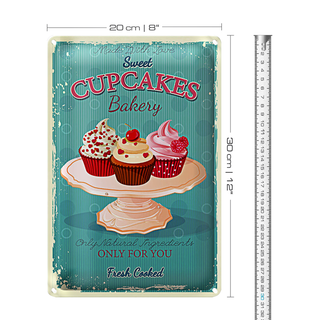 Blechschild Cupcakes 20x30cm made with love sweet bakery