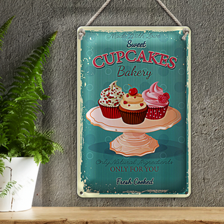 Blechschild Cupcakes 20x30cm made with love sweet bakery