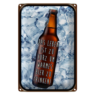 Blechschild Spruch 20x30cm Leben ist zurz um warmes Bier
