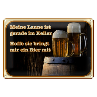 Blechschild Bier 30x20cm Laune gerade im Keller hoffe sie