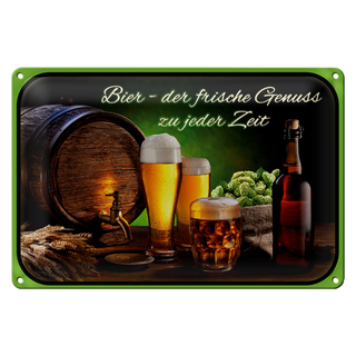 Blechschild Bier 30x20cm frischer Genuss zu jeder Zeit