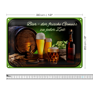 Blechschild Bier 30x20cm frischer Genuss zu jeder Zeit