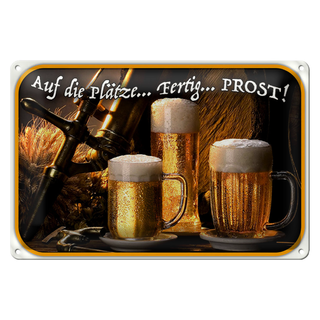 Blechschild Spruch 30x20cm Bier auf die Plätze fertig los