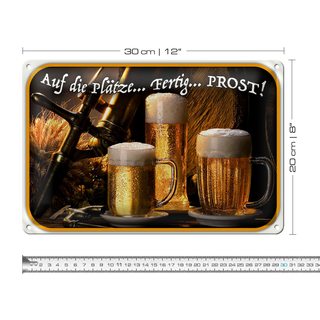 Blechschild Spruch 30x20cm Bier auf die Plätze fertig los