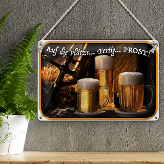 Blechschild Spruch 30x20cm Bier auf die Plätze fertig los
