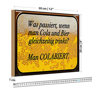 Holzschild Spruch 30x20cm was passiert wenn Cola und Bier
