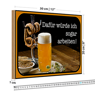 Holzschild Spruch 30x20cm Bier dafür würde ich arbeiten