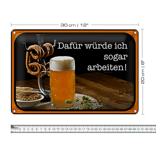 Blechschild Spruch 30x20cm Bier dafür würde ich arbeiten