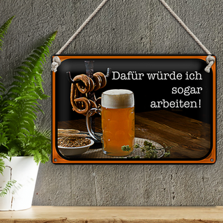 Blechschild Spruch 30x20cm Bier dafür würde ich arbeiten