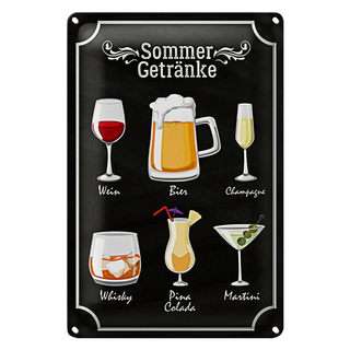 Blechschild Spruch 20x30cm Sommer Getränke Wein Bier