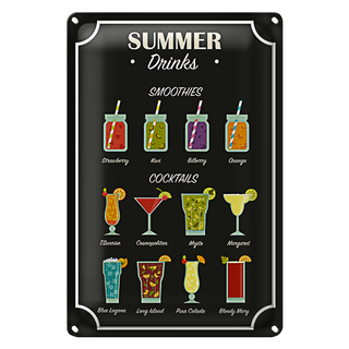 Blechschild Drinks 20x30cm Summer Smoothies Cocktails
