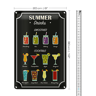 Blechschild Drinks 20x30cm Summer Smoothies Cocktails