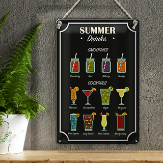 Blechschild Drinks 20x30cm Summer Smoothies Cocktails