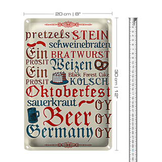 Blechschild Spruch 20x30cm Oktoberfest Beer Wurst Germany