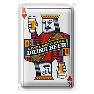 Blechschild Spielkarte 20x30cm Bier König drink Beer King