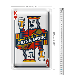 Blechschild Spielkarte 20x30cm Bier König drink Beer King