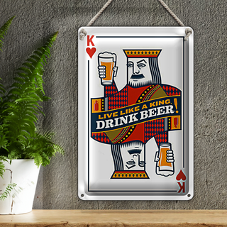 Blechschild Spielkarte 20x30cm Bier König drink Beer King