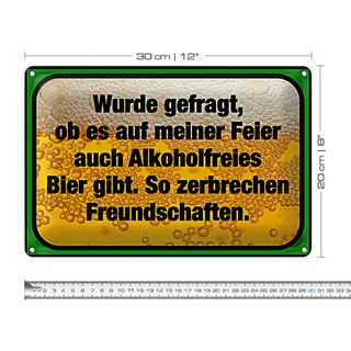 Blechschild Spruch 30x20cm alkoholfreies Bier zerbricht