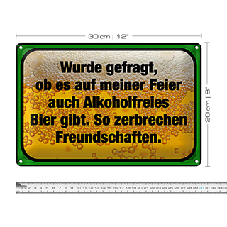 Blechschild Spruch 30x20cm alkoholfreies Bier zerbricht