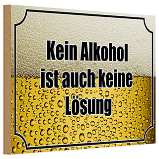 Holzschild Spruch 30x20cm Bier kein keine Lösung
