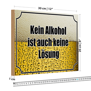 Holzschild Spruch 30x20cm Bier kein keine Lösung